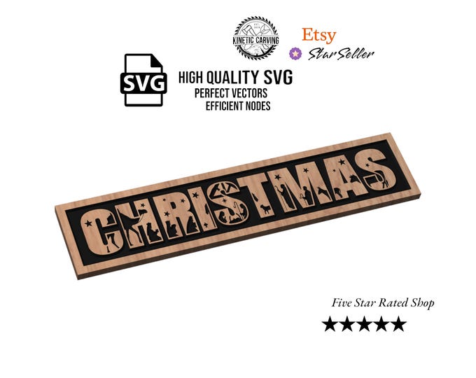 Christmas Nativity Scene SVG File for Woodworking, CNC, Printing and Lasering