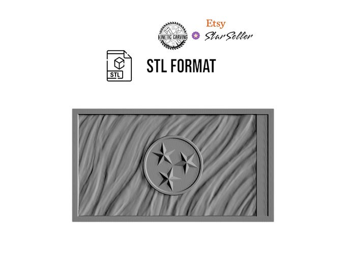 Tennessee State Wavy Flag STL for 3D Printing, CNC Woodworking (Digital Download)