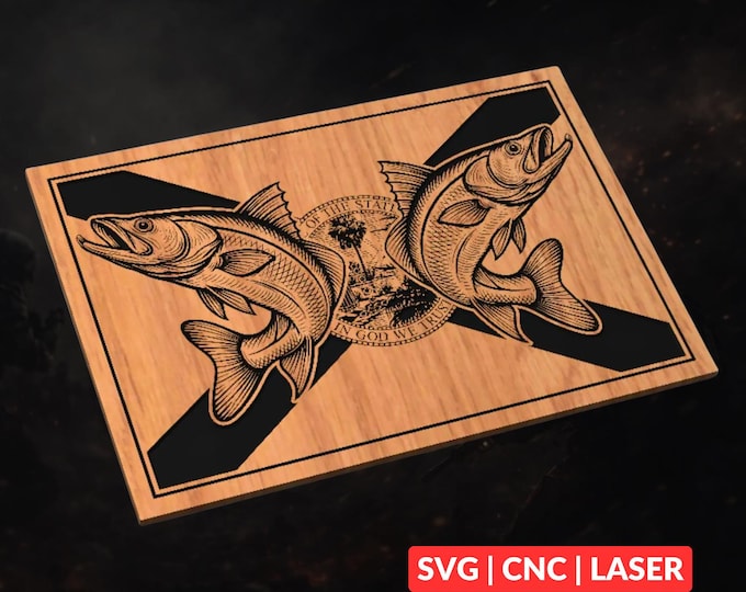 Florida Snook Fishing Pride SVG | CNC Laser Cut File, Wood Wall Art, Glowforge Engraving, LightBurn Ready