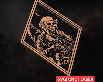 Military Skull Operator SVG | CNC Laser Cut File, Wood Wall Art, Glowforge Engraving, LightBurn Ready