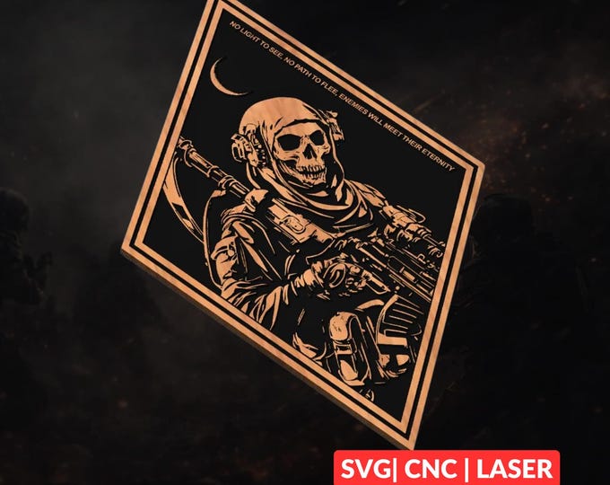 Military Skull Operator SVG | military CNC Laser Cut File, Wood Wall Art, Glowforge Engraving, LightBurn Ready