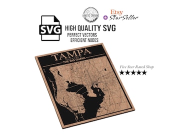 Tampa, Florida City Map SVG File for Woodworking, CNC, Printing and Lasering (Digital Download)