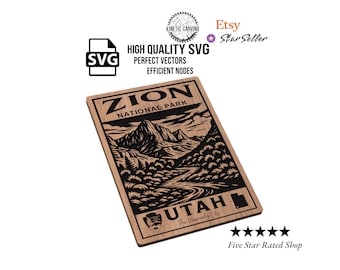 Zion National Park SVG | Utah Wall Art Sign Design | Mountain Landscape Vector for Woodworking, CNC, Printing and Lasering