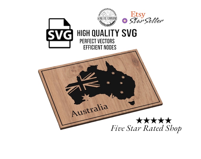 Australia Country Outline Flag SVG File for Woodworking, CNC, Printing and Lasering