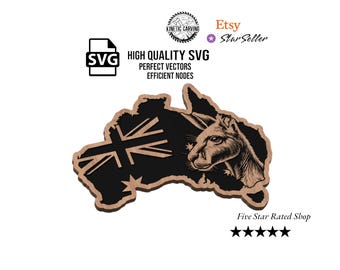 Australian Flag Kangaroo SVG File Collection for Woodworking, CNC, Printing and Lasering