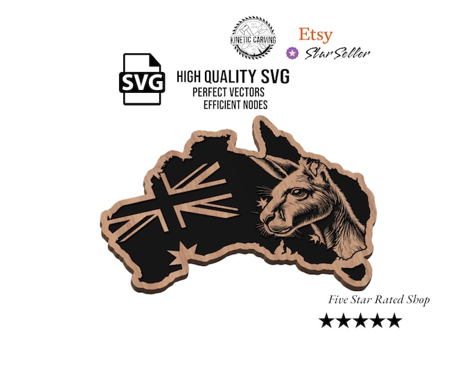 Australian Flag Kangaroo SVG File Collection for Woodworking, CNC, Printing and Lasering