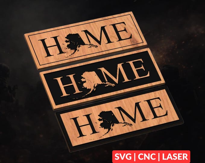 Alaska HOME Design Bundle SVG | CNC Laser Cut File, Wood Wall Art, Glowforge Engraving, LightBurn Ready