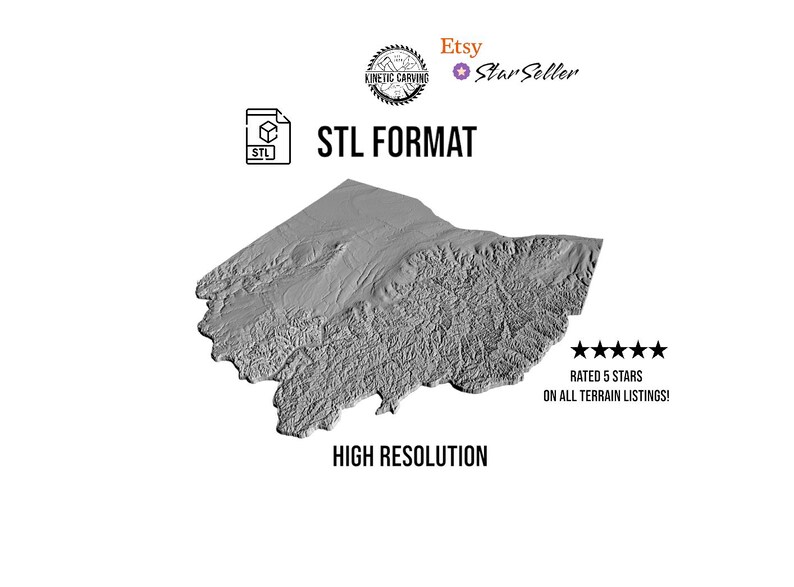 Ohio Terrain 3D Topographic Map STL | 3D CNC Carving File, Wood Relief ...
