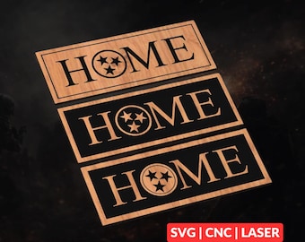 Tennessee HOME Design Bundle SVG | CNC Laser Cut File, Wood Wall Art, Glowforge Engraving, LightBurn Ready