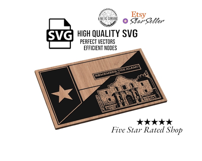 Texas Alamo Flag SVG File for Woodworking, CNC, Printing and Lasering (Digital Download)