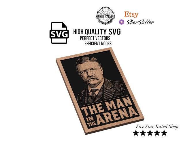 The Man in the Arena SVG | Theodore Roosevelt Quote – Motivational CNC Laser Cut File for Military or Patriotic Decor