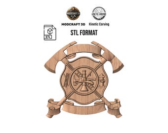 Firefighter Scramble Emblem STL File (Customizable): 3D CNC Engraving for Woodworking (Digital Download)