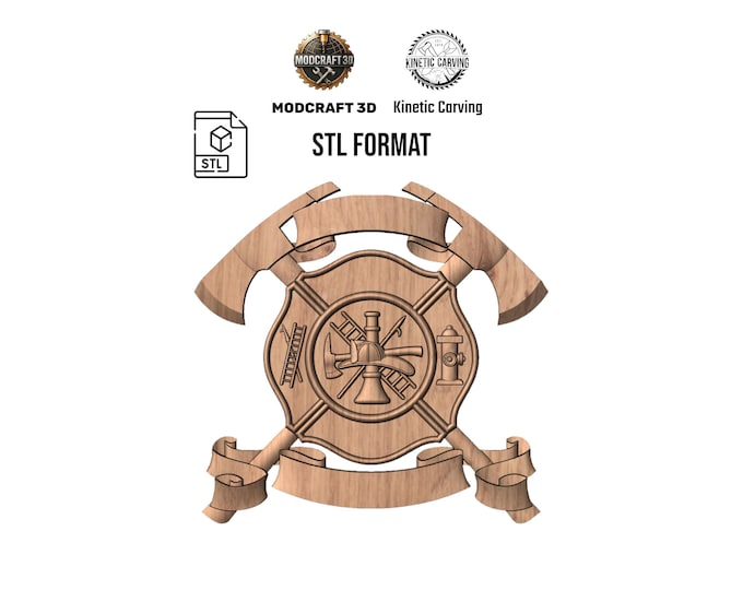 Firefighter Scramble Emblem STL File (Customizable): 3D CNC Engraving for Woodworking (Digital Download)