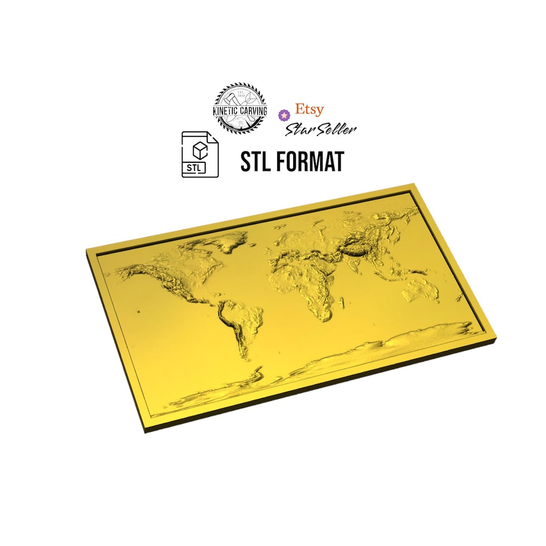 3D Global Topography STL | 3D CNC Carving File, Wood Relief Art, 3D ...