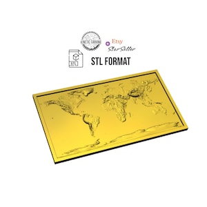 3D Global Topography STL | 3D CNC Carving File, Wood Relief Art, 3D Printing Ready