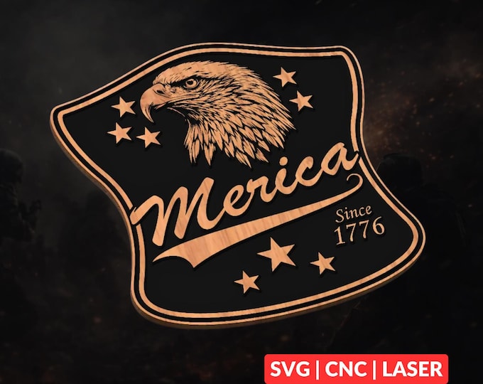 Merica SVG | CNC Laser Cut File, Wood Wall Art, Glowforge Engraving, LightBurn Ready