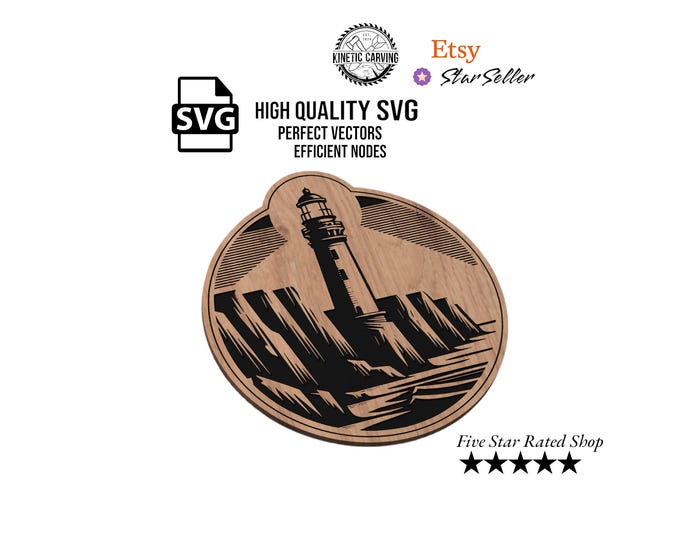 Lighthouse and Cliffs SVG File for Woodworking, CNC, Printing and Lasering svg, dxf, eps, pdf
