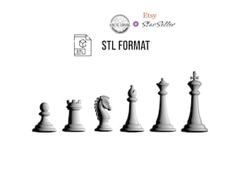 Chess Set (Each Player) STL File for Woodworking, CNC, Printing and Lasering (Digital Download)