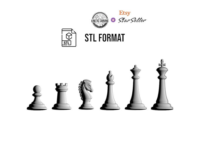 Chess Set (Each Player) STL File for Woodworking, CNC, Printing and Lasering
