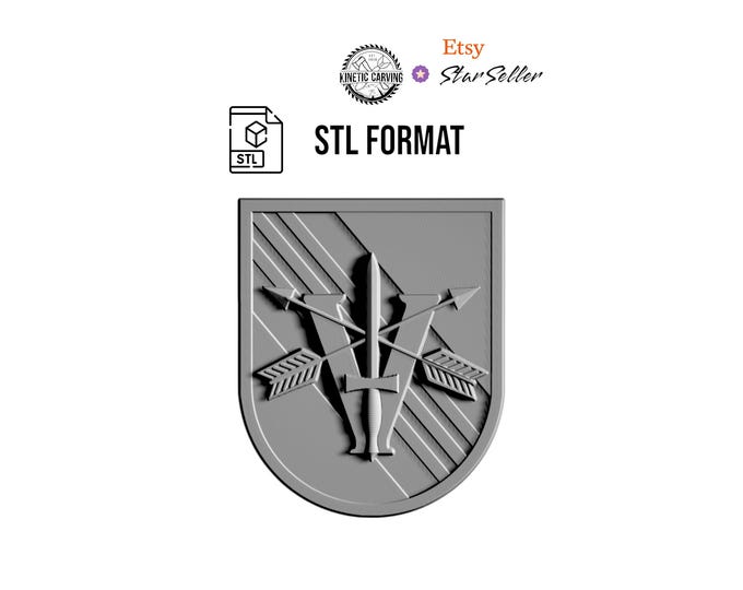 5th Group Legion STL File | Special Forces Patch 3D Model for CNC, 3D Printing, 3D Engraving