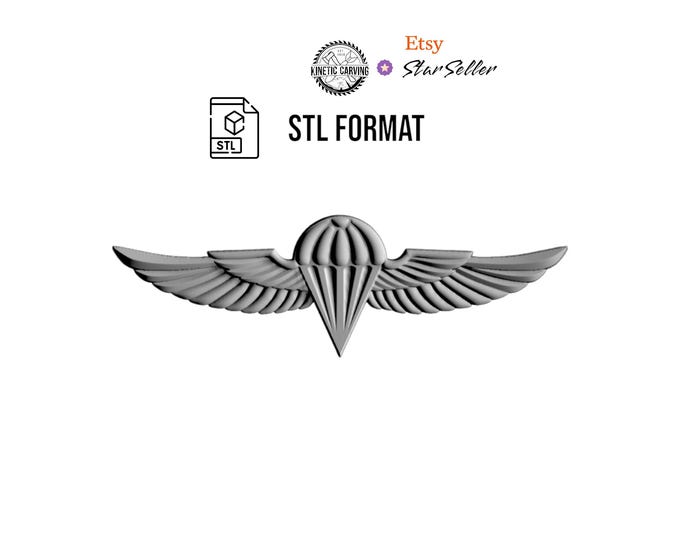 3D STL Model of Israel Military Jump (Airborne) Wings, for 3D Printing, CNC Woodworking