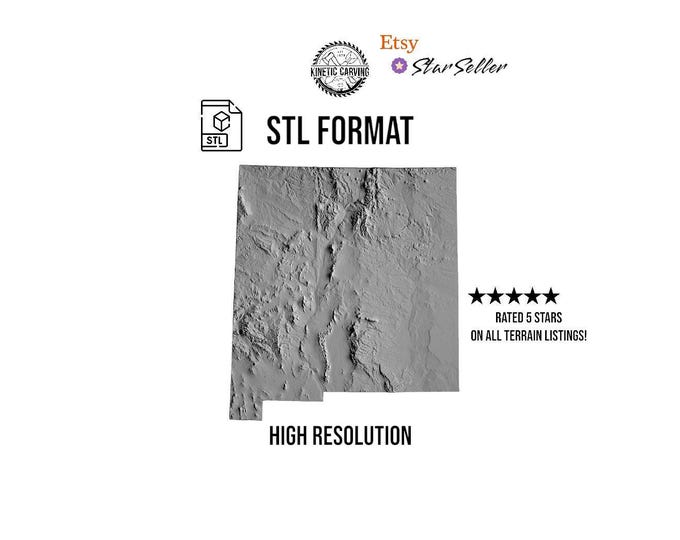 New Mexico Terrain STL File: 3D Topographic Map (Digital File Only)