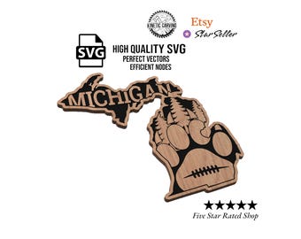 Michigan Football SVG: Wolverine State Outline for CNC, Woodworking, Printing & Laser Projects (Digital Download)