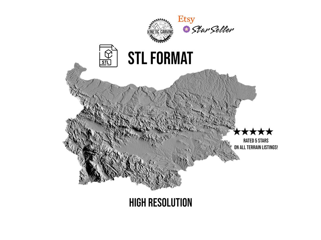 Bulgaria Terrain STL File: 3D Topographic Map for CNC/3D Printing ...