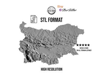 Bulgaria Terrain STL File: 3D Topographic Map for CNC/3D Printing (Digital Download)