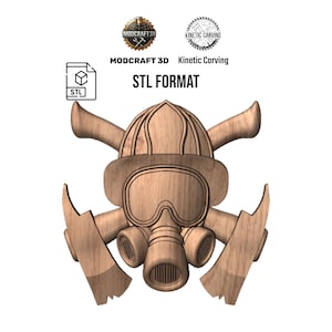 Firefighter Helmet & Axes STL File: 3D CNC Engraving for Woodworking (Digital Download)