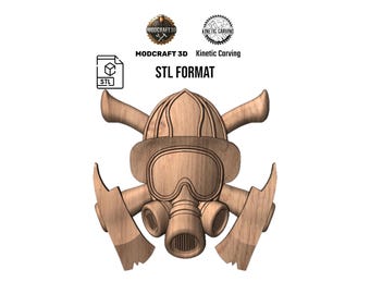 Firefighter Helmet & Axes STL File: 3D CNC Engraving for Woodworking (Digital Download)