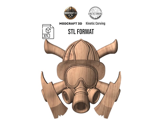 Firefighter Helmet & Axes STL File: 3D CNC Engraving for Woodworking (Digital Download)