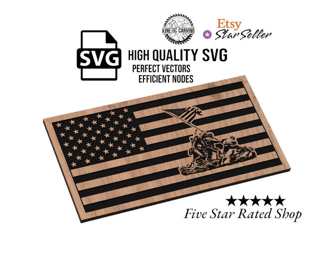 USMC Iwo Jima Flag SVG File for Woodworking, CNC, Printing and Lasering