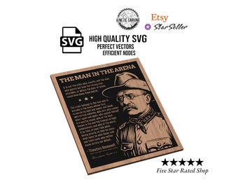 The Man in the Arena Portrait SVG: Theodore Roosevelt Quote (Digital Download)