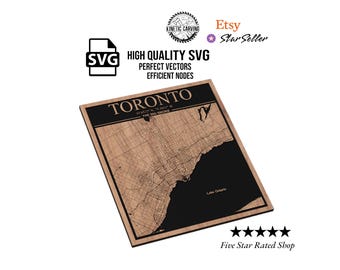 Toronto City Map SVG | CNC Laser Cut File, Wood Wall Art, Glowforge Engraving, LightBurn Ready