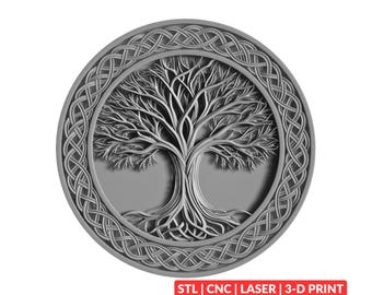 Celtic Tree of Life STL | 3D CNC Carving File, Wood Relief Art, 3D Printing Ready