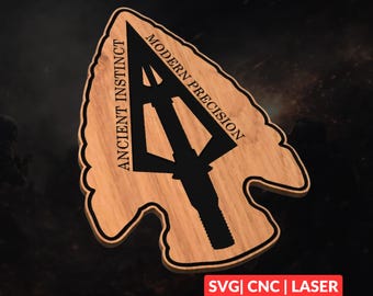 Modern & Primitive Hunting Arrowhead SVG | CNC Laser Cut File, Wood Wall Art, Glowforge Engraving, LightBurn Ready