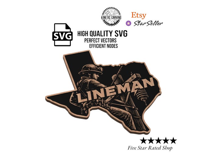 Texas Lineman SVG File – Power Lineworker Sign – Lineman Gift CNC Engraving or Laser File