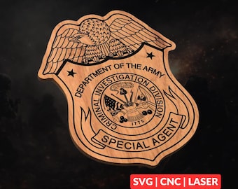 CID Badge SVG | Criminal Investigative Division CNC Laser Cut File, Wood Wall Art, Glowforge Engraving, LightBurn Ready