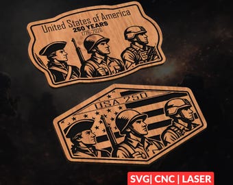 United States 250th Anniversary SVG | CNC Laser Cut File, Wood Wall Art, Glowforge Engraving, LightBurn Ready