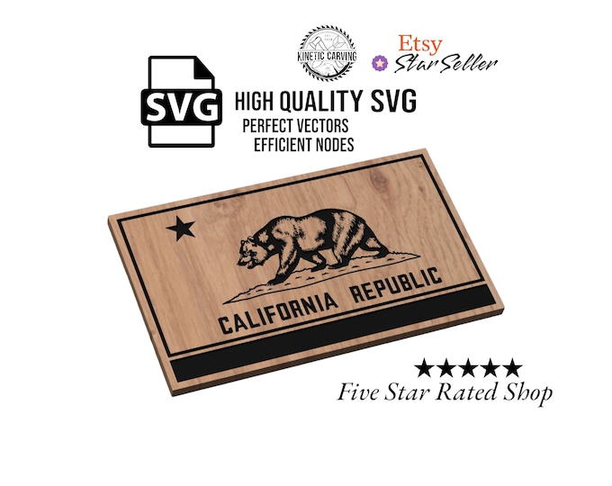 California State Flag SVG File for Woodworking, CNC, Printing and Lasering
