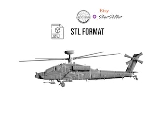 AH-64E Apache Helicopter STL File: CNC, 3D Printing, Woodworking (Digital Download)