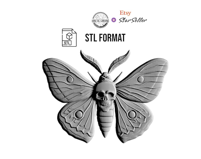Moth Skull STL File: 3D Model for CNC, Printing, Laser Engraving (Digital Download)