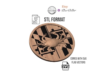 Maryland Flag Crab STL/SVG File: CNC Laser Cut Design (Digital Download)