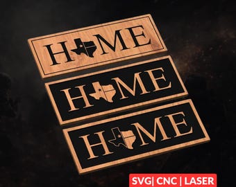 Texas HOME Design Bundle SVG | CNC Laser Cut File, Wood Wall Art, Glowforge Engraving, LightBurn Ready