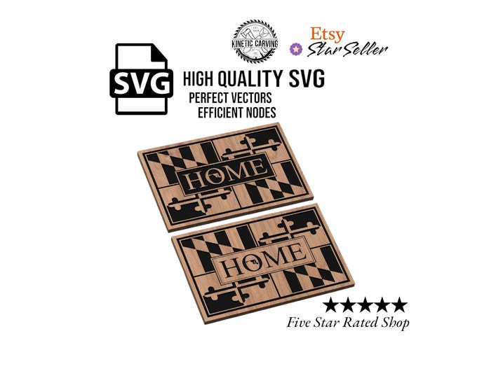 Maryland Flag HOME Design SVG File for Woodworking, CNC, Printing and Lasering (Digital Download)