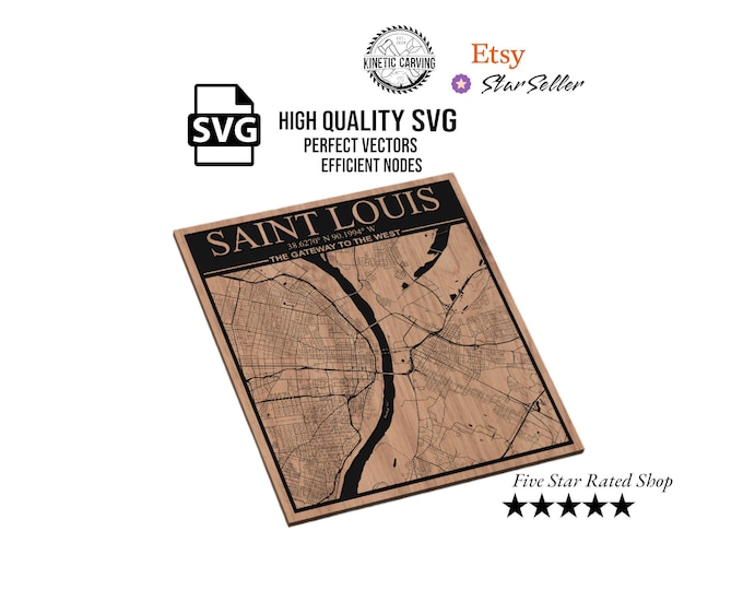 Saint Louis, Missouri City Map SVG File for Woodworking, CNC, Printing and Lasering