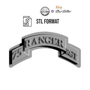 Parche conmemorativo del Regimiento Ranger para archivo CNC STL / 3D para tallado CNC, arte en relieve de madera, listo para impresión 3D.