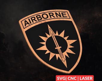 SOCPAC Airborne Patch SVG | CNC Laser Cut File, Wood Wall Art, Glowforge Engraving, LightBurn Ready