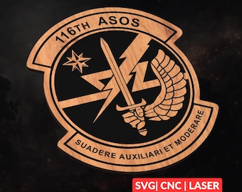 116th ASOS Patch SVG | CNC Laser Cut File, Wood Wall Art, Glowforge Engraving, LightBurn Ready